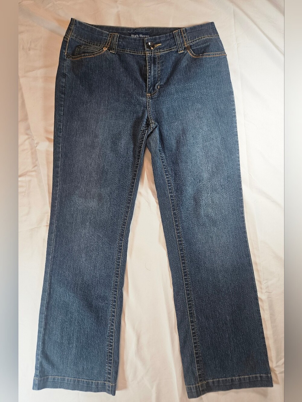 High Sierra Womens Blue Straight Leg Contrast Stitch Mid Rise Jeans Size 12